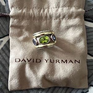 💕DAVID YURMAN PERIDOT AND AMETHYST SILVER AND 14K YELLOW GOLD SIZE 6.5 💕